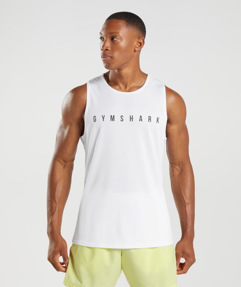 Men\'s Gymshark Sport Stripe Tanks White | CA DN0713